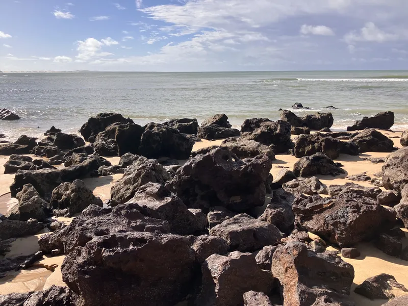 Dauphins et falaises sauvages à la Baia dos Golfinhos